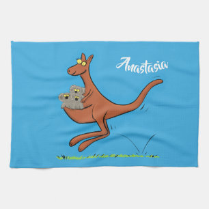 Cute kangaroo en koalas cartoon theedoek