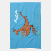Cute kangaroo en koalas cartoon theedoek (Verticaal)