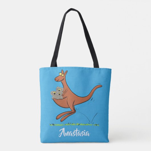 Cute kangaroo en koalas cartoon tote bag (Achterkant)