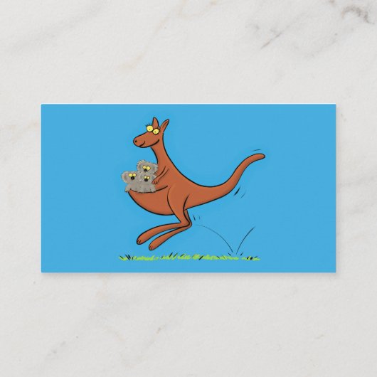 Cute kangaroo en koalas cartoon visitekaartje (Achterkant)