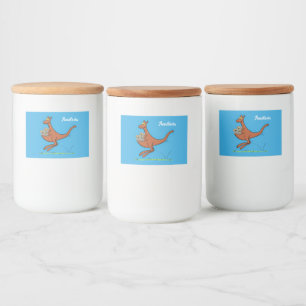 Cute kangaroo en koalas cartoon voedselcontainer etiket