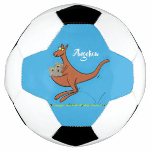 Cute kangaroo en koalas cartoon voetbal