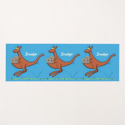 Cute kangaroo en koalas cartoon yogamat (Voorkant (horizontaal))