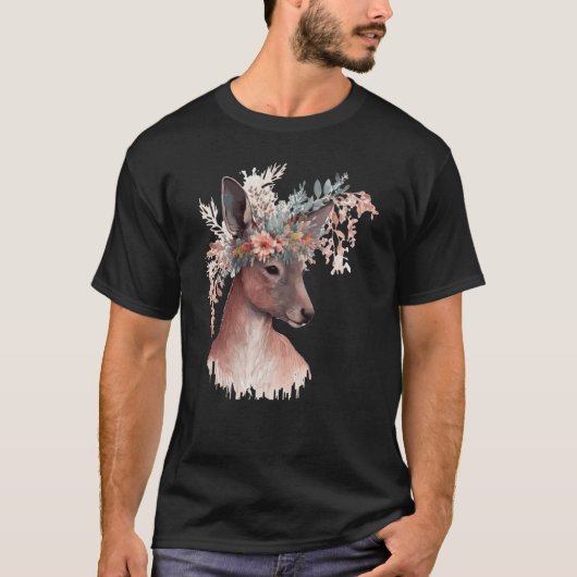 Cute Kangaroo Flower Crown Floral Kangaroo T-shirt (Voorkant)