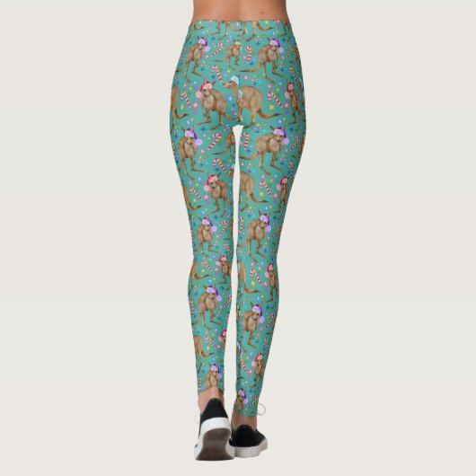 Cute Kangaroo Kerstmis Leggings (Achterkant)
