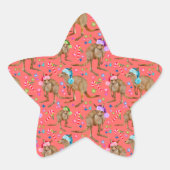 Cute Kangaroo Kerstroze Ster Sticker (Voorkant)