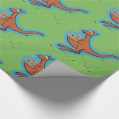 Cute Kangaroo met groene koalas cartoon patroon Cadeaupapier (Hoek)