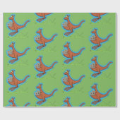 Cute Kangaroo met groene koalas cartoon patroon Cadeaupapier (Vlak)