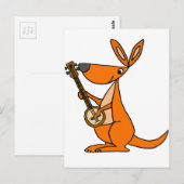 Cute Kangaroo Palling Banjo Cartoon Briefkaart (Voorkant / Achterkant)