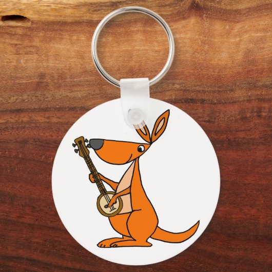 Cute Kangaroo Palling Banjo Cartoon Sleutelhanger (Voorkant)