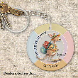 Cute Kangaroo Traveler The Adventure Begins Sleutelhanger