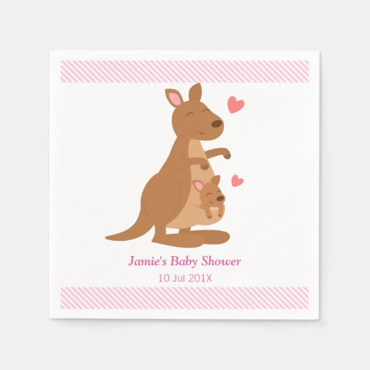 Cute Kangoeroe Baby Shower Feest Servetten (Voorkant)
