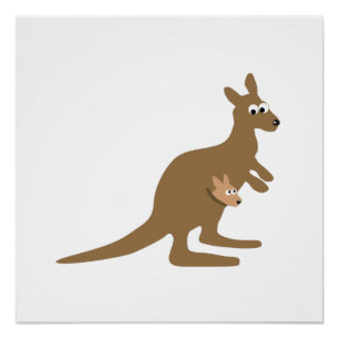 Cute kangoeroe en jong perfect poster