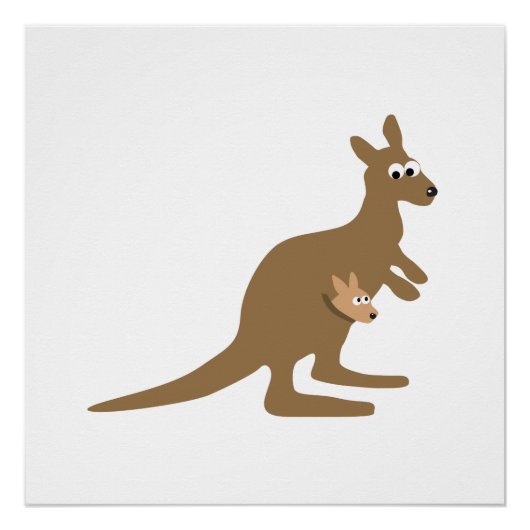 Cute kangoeroe en jong perfect poster (Voorkant)