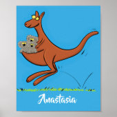 Cute kangoeroe en koala's cartoonillustratie poster (Voorkant)