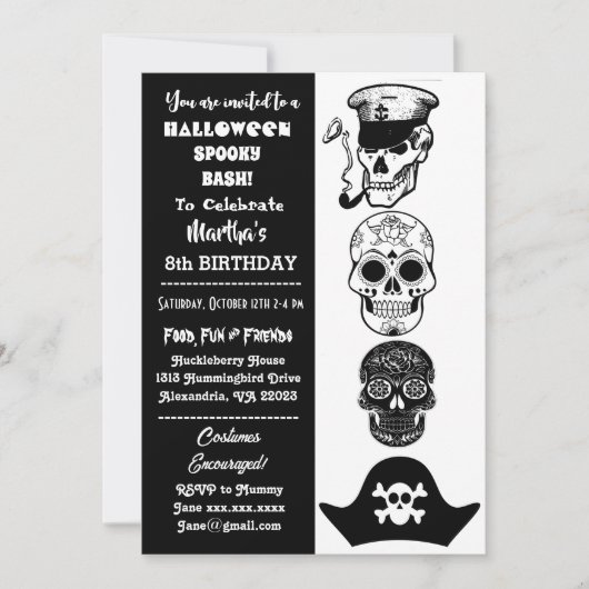 Cute Kapitein Pirate Spooky Halloween Bash Birthda Kaart (Voorkant)