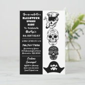 Cute Kapitein Pirate Spooky Halloween Bash Birthda Kaart (Staand voorkant)