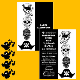 Cute Kapitein Pirate Spooky Halloween Bash Birthda Kaart