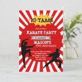 Cute karate boy party-uitnodiging kaart (Staand voorkant)