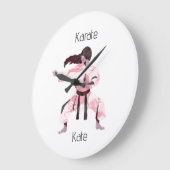 Cute Karate Girl Martial Arts Grote Klok (Hoek)