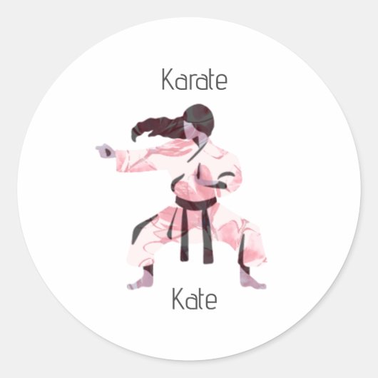 Cute Karate Girl Martial Arts Ronde Sticker (Voorkant)