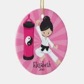 Cute Karate Girl Personalized Kerstversier Keramisch Ornament (Rechts)