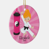 Cute Karate Girl Personalized Kerstversier Keramisch Ornament (Rechts)