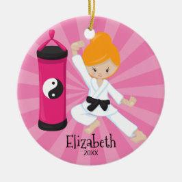 Cute Karate Girl Personalized Kerstversier Keramisch Ornament