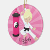 Cute Karate Girl Personalized Kerstversier Keramisch Ornament (Links)