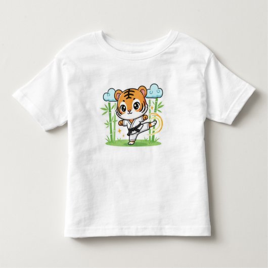 Cute Karate Tiger Kids Design Kinder Shirts (Voorkant)