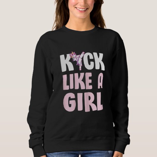 Cute Karate Unicorn Kick als een eikel Trui (Voorkant)