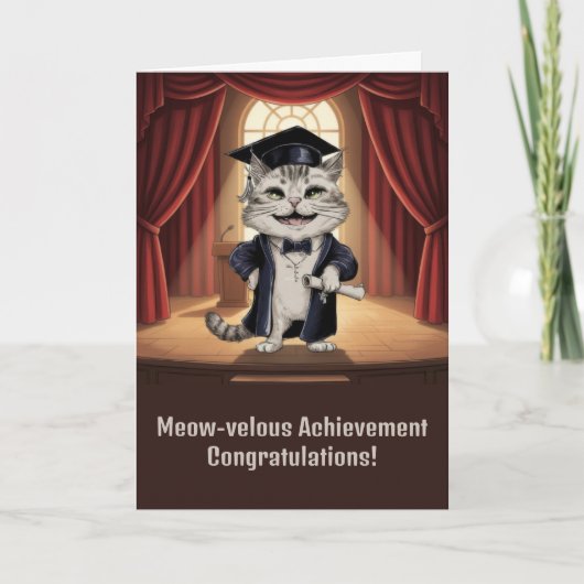 Cute Kat Afstuderen Kaart (Voorkant)