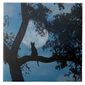 Cute Kat and Moon Art Tegel Tegeltje (Voorkant)