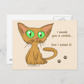 Cute Kat Ate Your Cookie Briefkaart (Voorkant / Achterkant)
