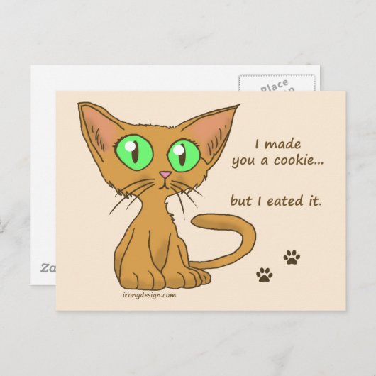 Cute Kat Ate Your Cookie Briefkaart (Voorkant / Achterkant)