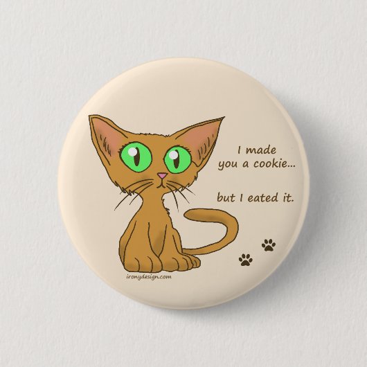 Cute Kat Ate Your Cookie Ronde Button 5,7 Cm (Voorkant)