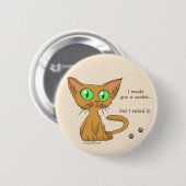 Cute Kat Ate Your Cookie Ronde Button 5,7 Cm (Voorkant /achterkant)