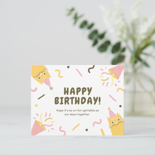 Cute Kat Birthday Briefkaart (Staand voorkant)