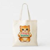 Cute Kat Blijf Positief Kunstwerk Tote Bag (Achterkant)