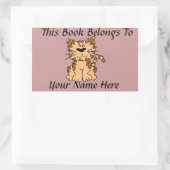 Cute Kat Boek Naamplaat Rechthoekige Sticker (Tas)