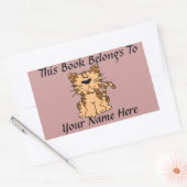 Cute Kat Boek Naamplaat Rechthoekige Sticker (Envelop)