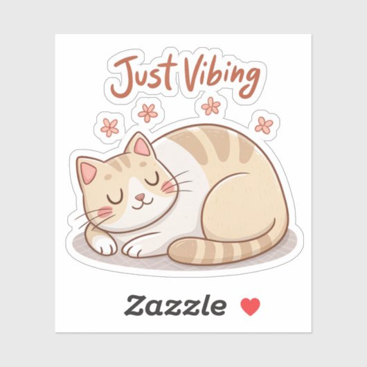 Cute Kat Brood Sticker | Gewoon Vibing Zachte Kat  (Vel)