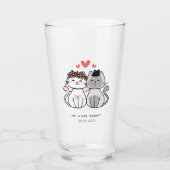 Cute Kat Bruid En Bruidegom Trouwen  Glas (Voorkant)
