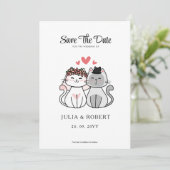 Cute Kat Bruid En Bruidegom Trouwen  Save The Date (Staand voorkant)