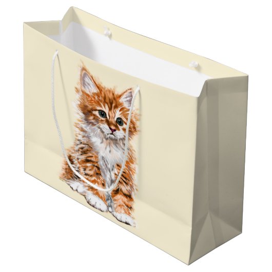 Cute Kat Cadeaubag Groot Cadeauzakje (Voorkant Gekanteld)