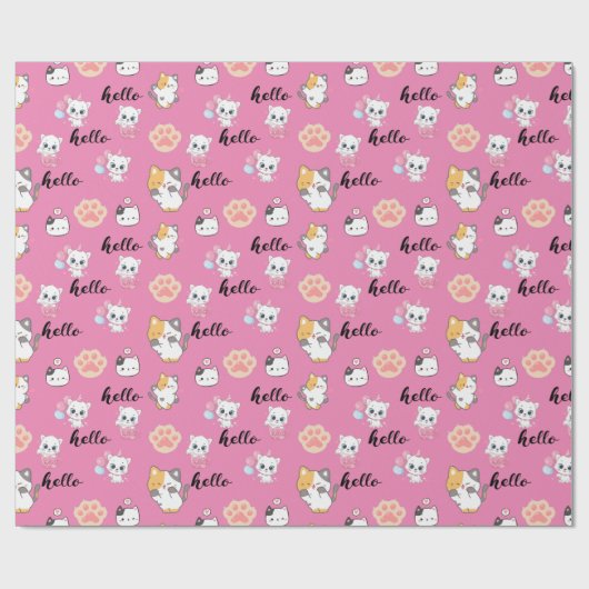 Cute kat cadeaupapier (Vlak)