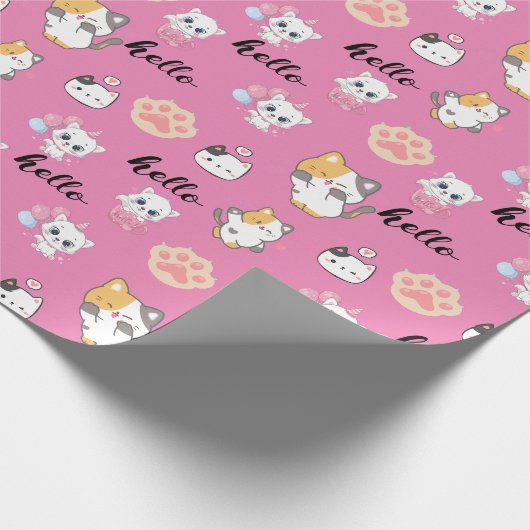 Cute kat cadeaupapier (Hoek)