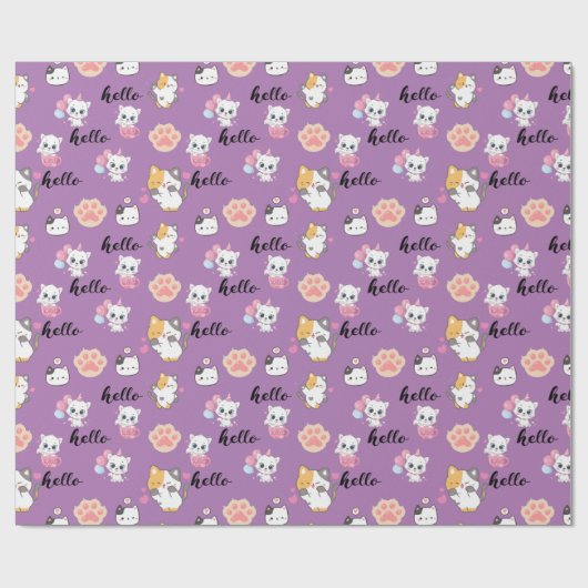 Cute kat cadeaupapier (Vlak)