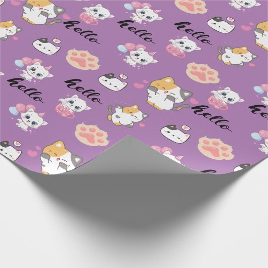 Cute kat cadeaupapier (Hoek)