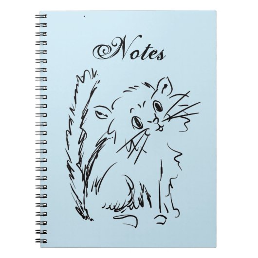Cute Kat Cartoon Blue Spiral Notitieboek (Voorkant)
